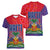 Haiti National Emblem Women V-Neck T-Shirt Dashiki and Polynesian Pattern