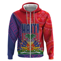 Haiti National Emblem Zip Hoodie Dashiki and Polynesian Pattern