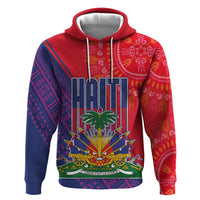 Haiti National Emblem Zip Hoodie Dashiki and Polynesian Pattern