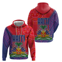 Haiti National Emblem Zip Hoodie Dashiki and Polynesian Pattern