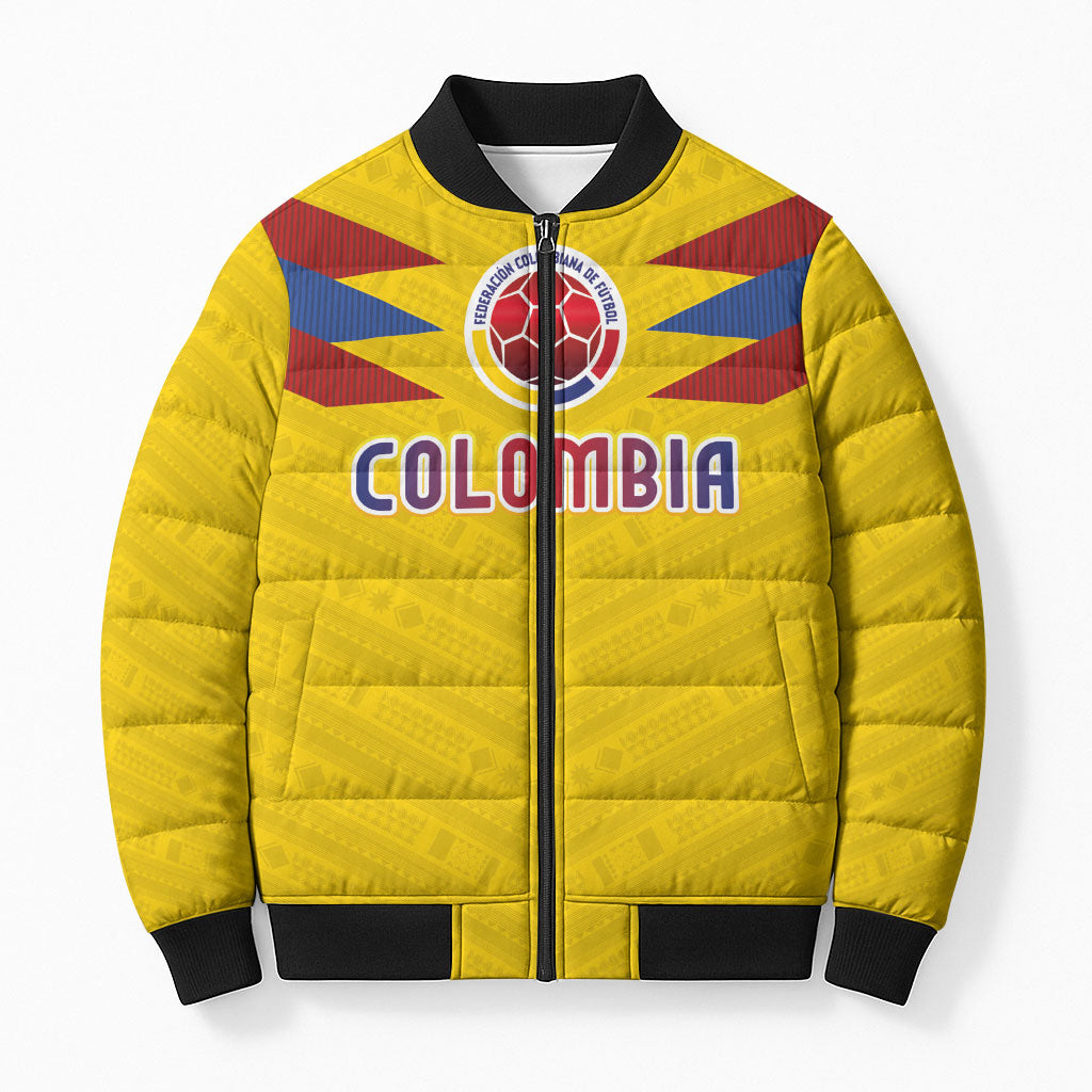 Colombia National Football Custom Bomber Puffer Jacket Glory 2026 Inspired Sombrero Vueltiao