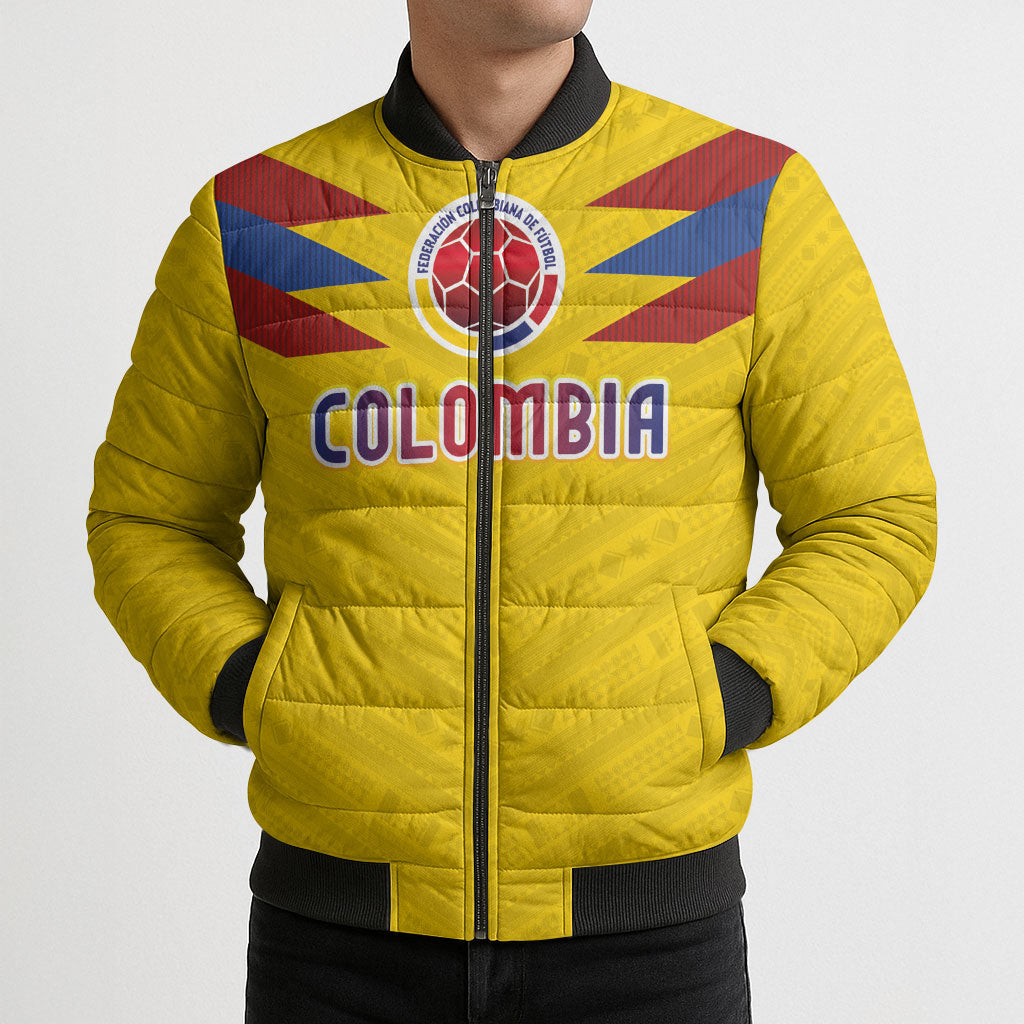 Colombia National Football Custom Bomber Puffer Jacket Glory 2026 Inspired Sombrero Vueltiao