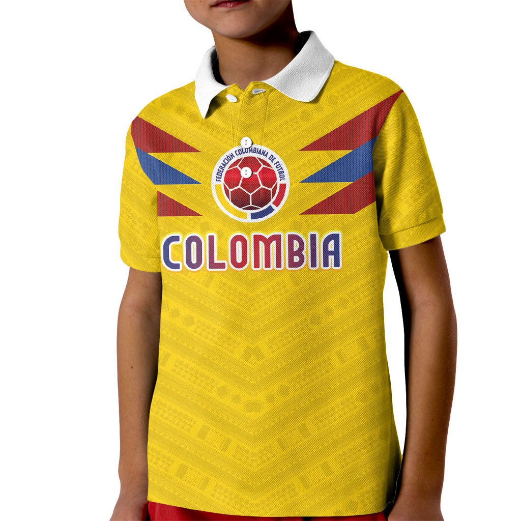 Colombia National Football Custom Kid Polo Shirt Glory 2026 Inspired Sombrero Vueltiao