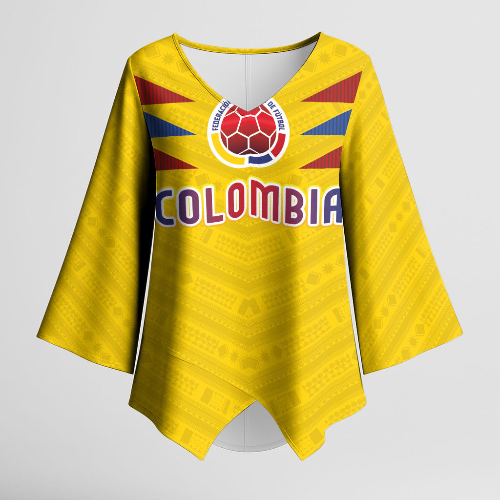 Colombia National Football Custom Kimono Sleeve Blouse Glory 2026 Inspired Sombrero Vueltiao