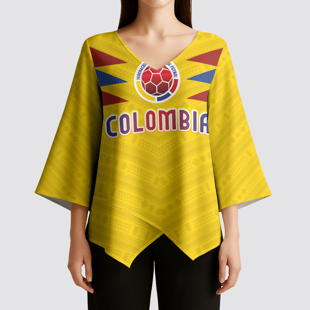 Colombia National Football Custom Kimono Sleeve Blouse Glory 2026 Inspired Sombrero Vueltiao