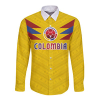 Colombia National Football Custom Long Sleeve Button Shirt Glory 2026 Inspired Sombrero Vueltiao