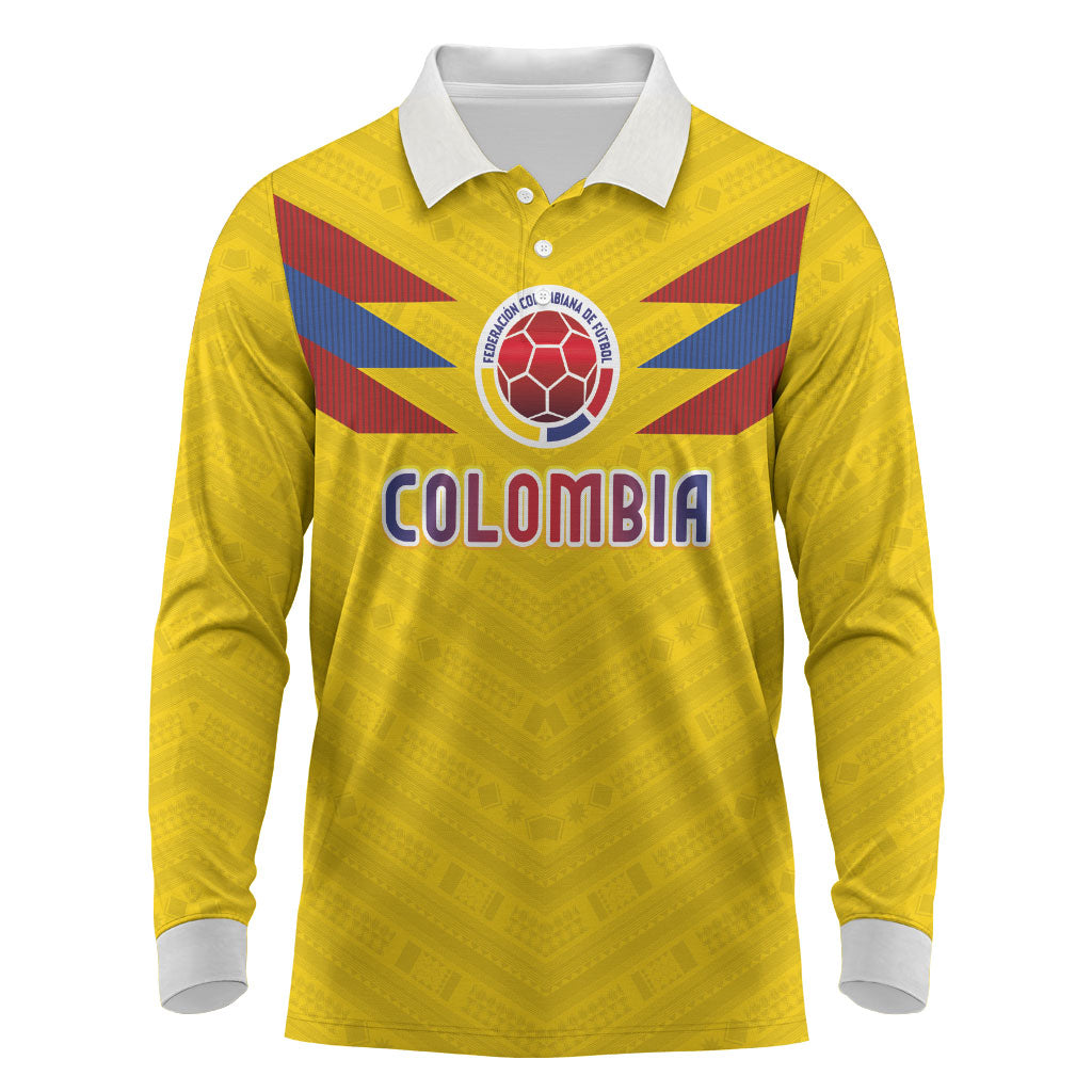 Colombia National Football Custom Long Sleeve Polo Shirt Glory 2026 Inspired Sombrero Vueltiao