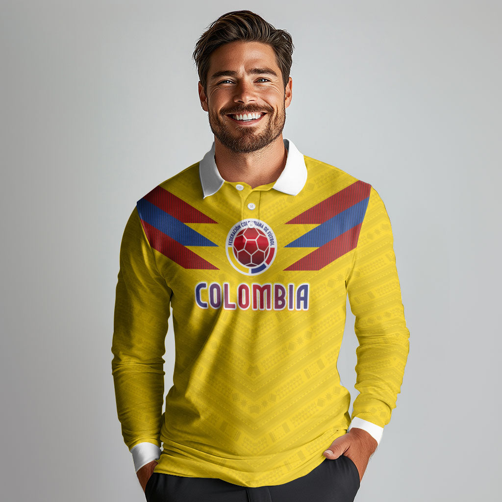 Colombia National Football Custom Long Sleeve Polo Shirt Glory 2026 Inspired Sombrero Vueltiao