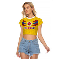 Colombia National Football Custom Raglan Cropped T Shirt Glory 2026 Inspired Sombrero Vueltiao