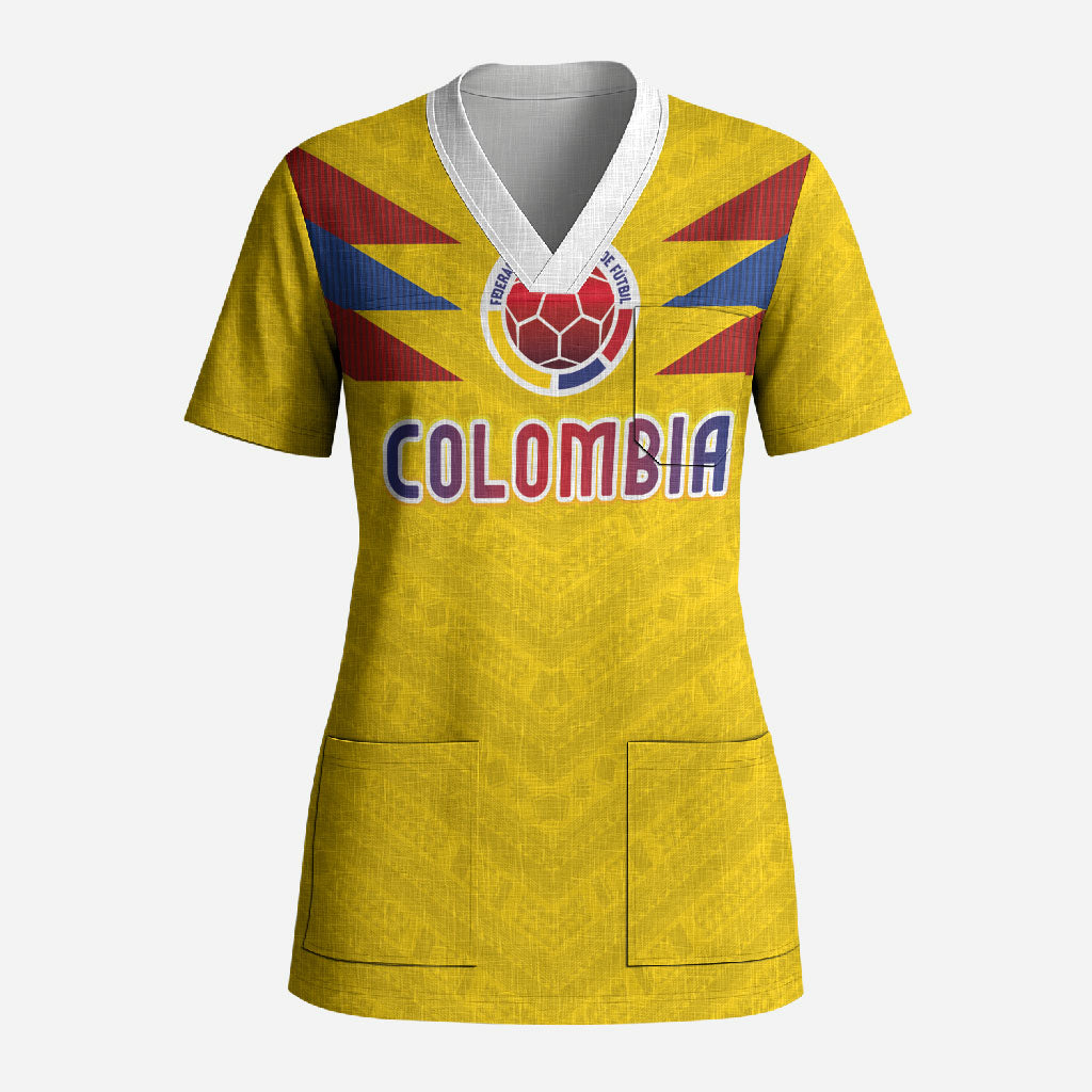 Colombia National Football Custom Scrub Top Glory 2026 Inspired Sombrero Vueltiao
