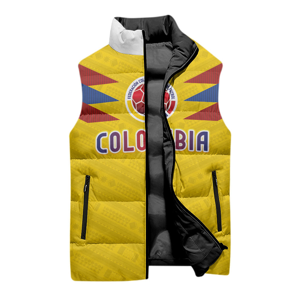 Colombia National Football Custom Sleeveless Puffer Jacket Glory 2026 Inspired Sombrero Vueltiao