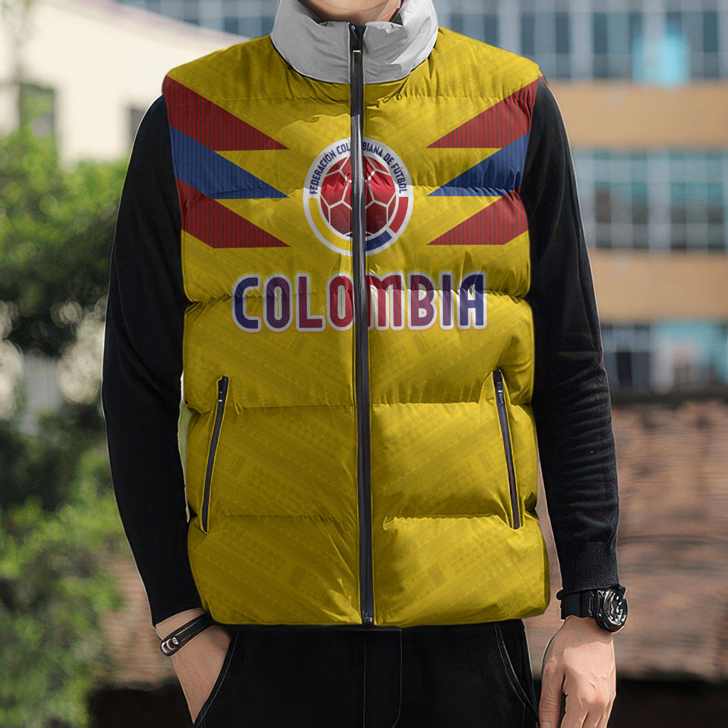 Colombia National Football Custom Sleeveless Puffer Jacket Glory 2026 Inspired Sombrero Vueltiao