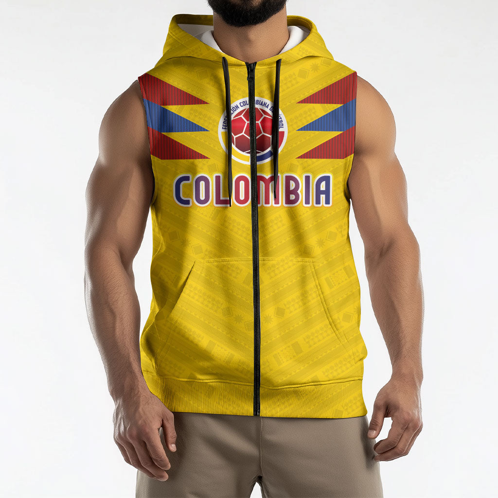 Colombia National Football Custom Sleeveless Zip Hoodie Glory 2026 Inspired Sombrero Vueltiao