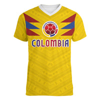 Colombia National Football Custom Women V-Neck T-Shirt Glory 2026 Inspired Sombrero Vueltiao
