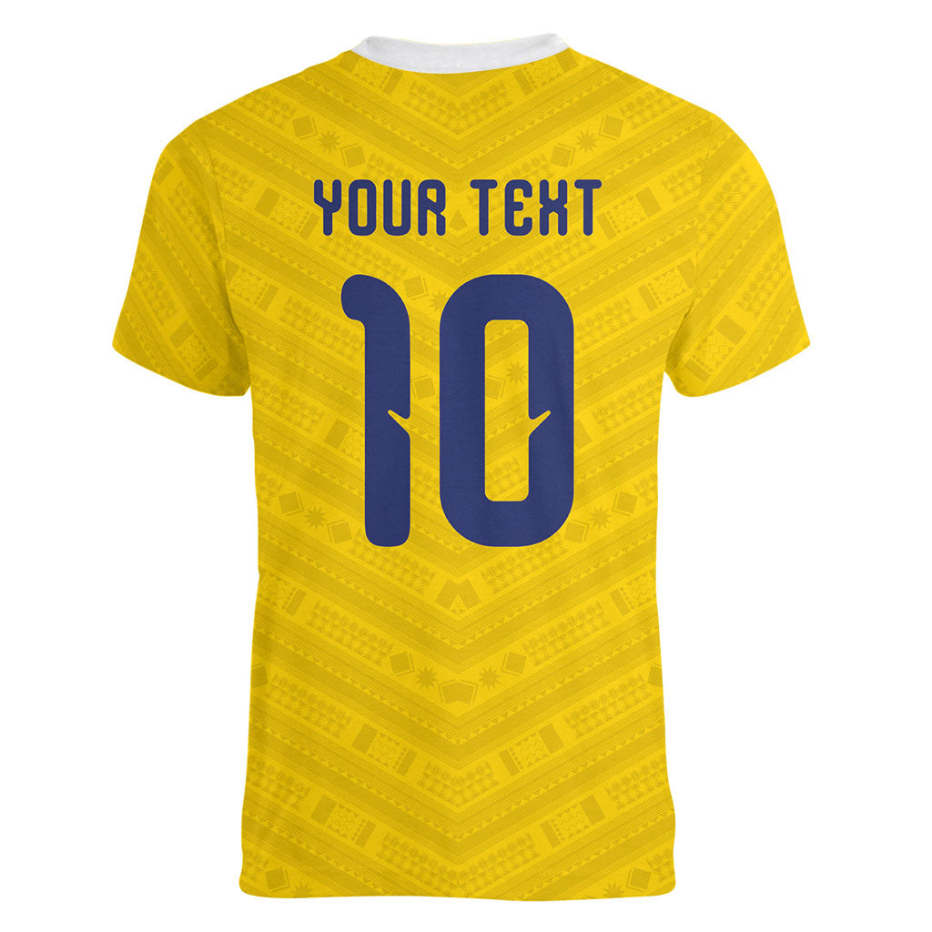 Colombia National Football Custom Women V-Neck T-Shirt Glory 2026 Inspired Sombrero Vueltiao