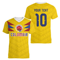 Colombia National Football Custom Women V-Neck T-Shirt Glory 2026 Inspired Sombrero Vueltiao