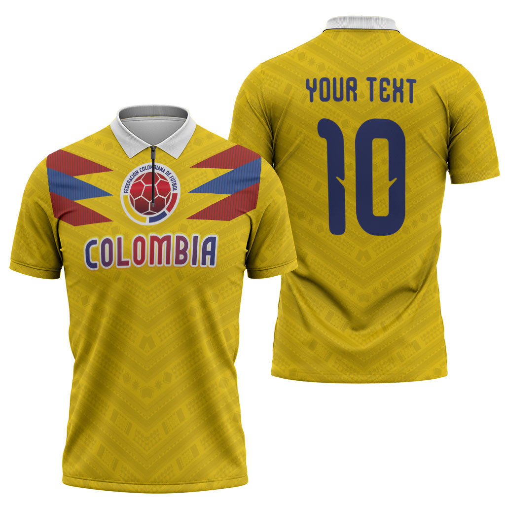 Colombia National Football Custom Zipper Polo Shirt Glory 2026 Inspired Sombrero Vueltiao