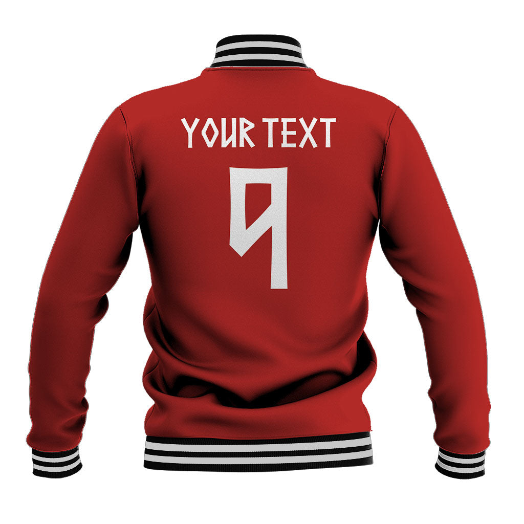 Norwegian Football Custom 2026 Baseball Jacket Norge Viking Ornament Red Color