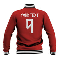 Norwegian Football Custom 2026 Baseball Jacket Norge Viking Ornament Red Color