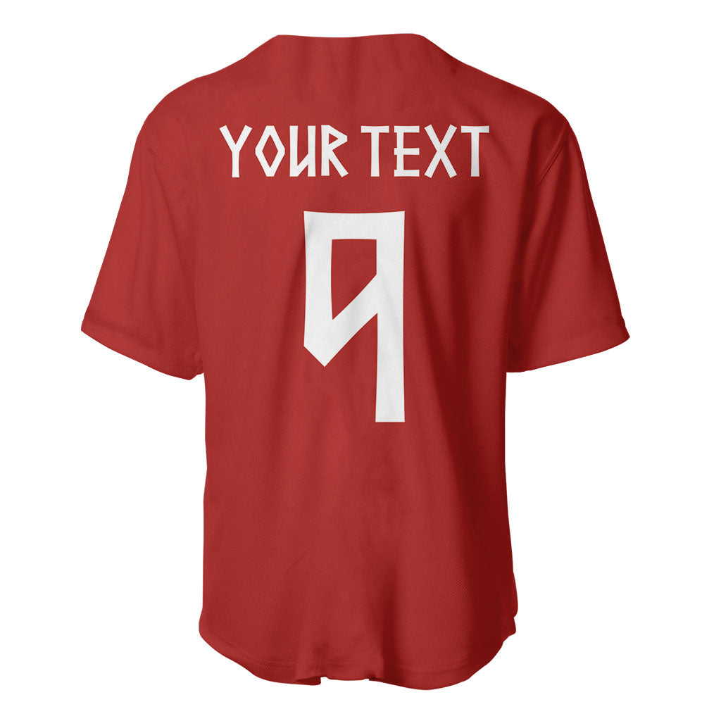 Norwegian Football Custom 2026 Baseball Jersey Norge Viking Ornament Red Color