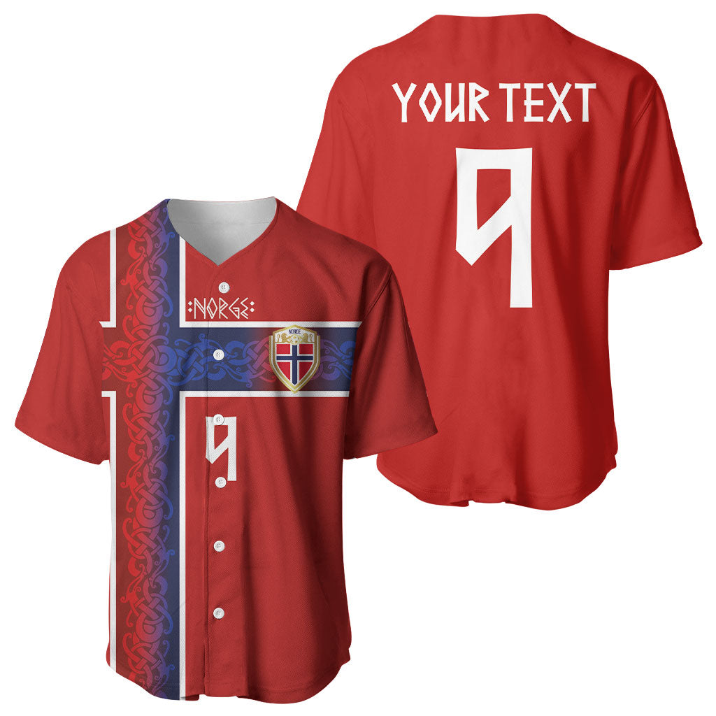 Norwegian Football Custom 2026 Baseball Jersey Norge Viking Ornament Red Color