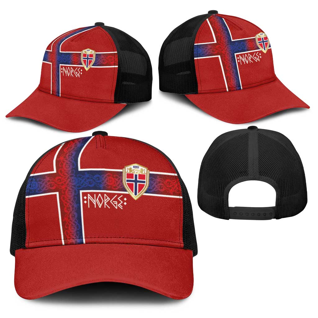 Norwegian Football 2026 Baseball Net Cap Norge Viking Ornament Red Color