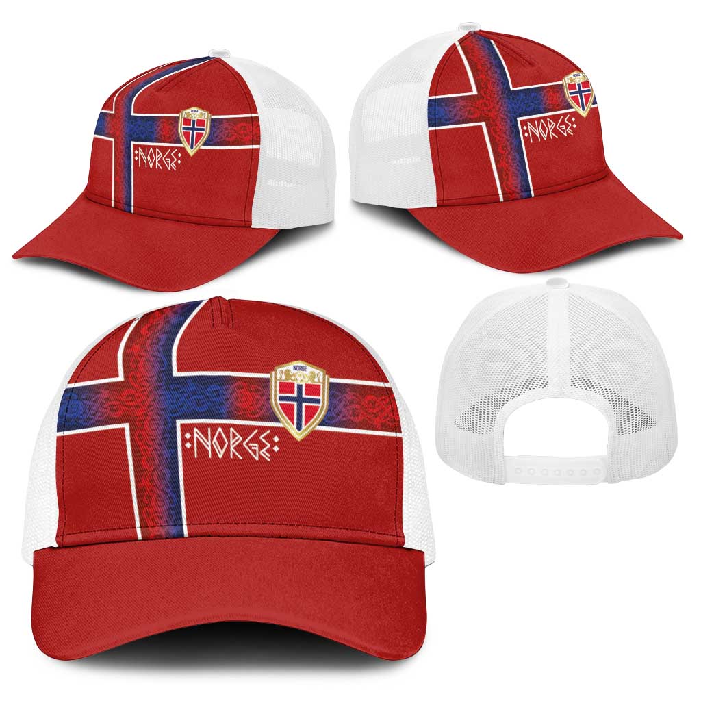 Norwegian Football 2026 Baseball Net Cap Norge Viking Ornament Red Color