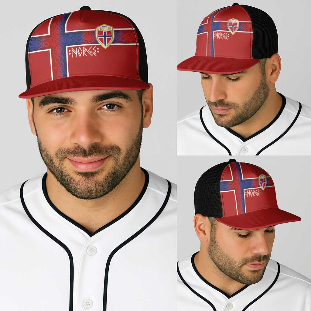 Norwegian Football 2026 Baseball Net Cap Norge Viking Ornament Red Color