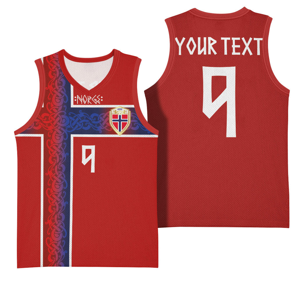 Norwegian Football Custom 2026 Basketball Jersey Norge Viking Ornament Red Color