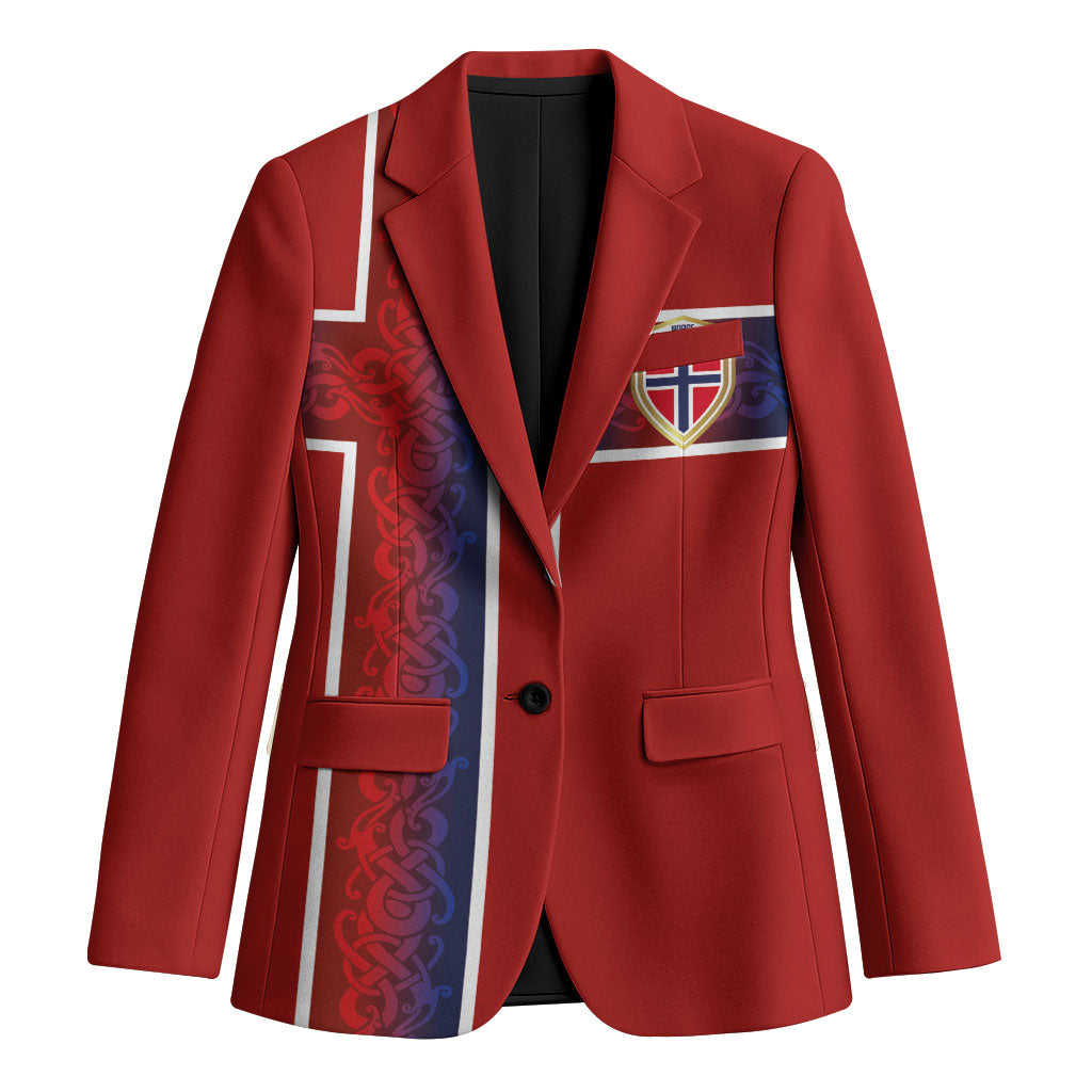 Norwegian Football Custom 2026 Blazer Norge Viking Ornament Red Color