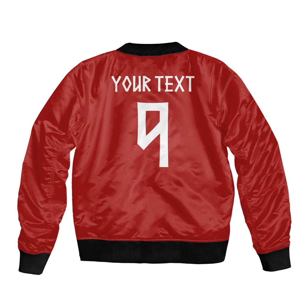 Norwegian Football Custom 2026 Bomber Jacket Norge Viking Ornament Red Color