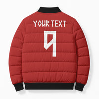 Norwegian Football Custom 2026 Bomber Puffer Jacket Norge Viking Ornament Red Color
