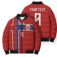 Norwegian Football Custom 2026 Bomber Puffer Jacket Norge Viking Ornament Red Color
