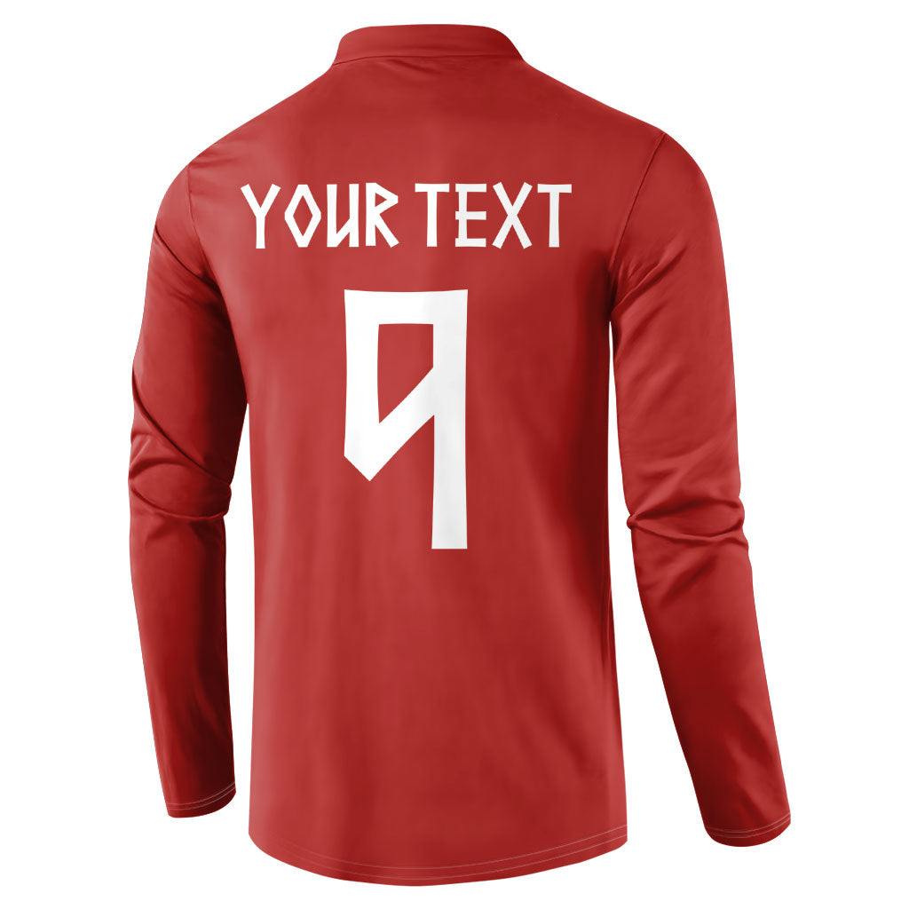Norwegian Football Custom 2026 Button Sweatshirt Norge Viking Ornament Red Color