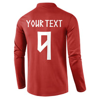 Norwegian Football Custom 2026 Button Sweatshirt Norge Viking Ornament Red Color