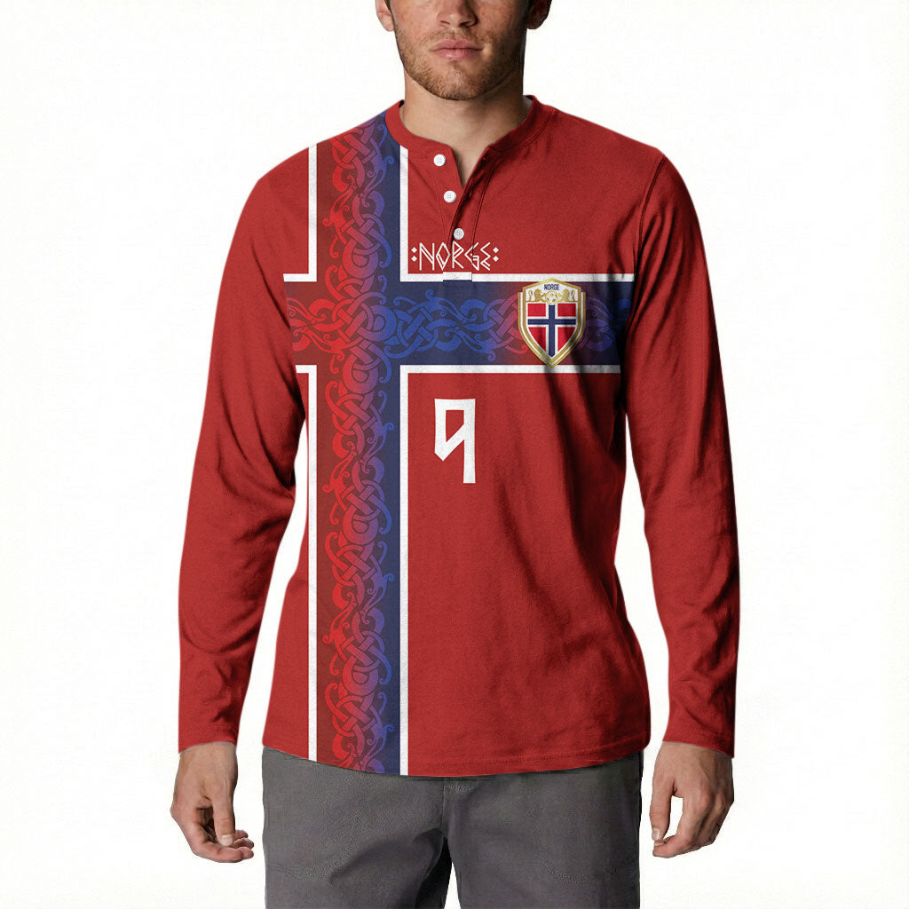 Norwegian Football Custom 2026 Button Sweatshirt Norge Viking Ornament Red Color
