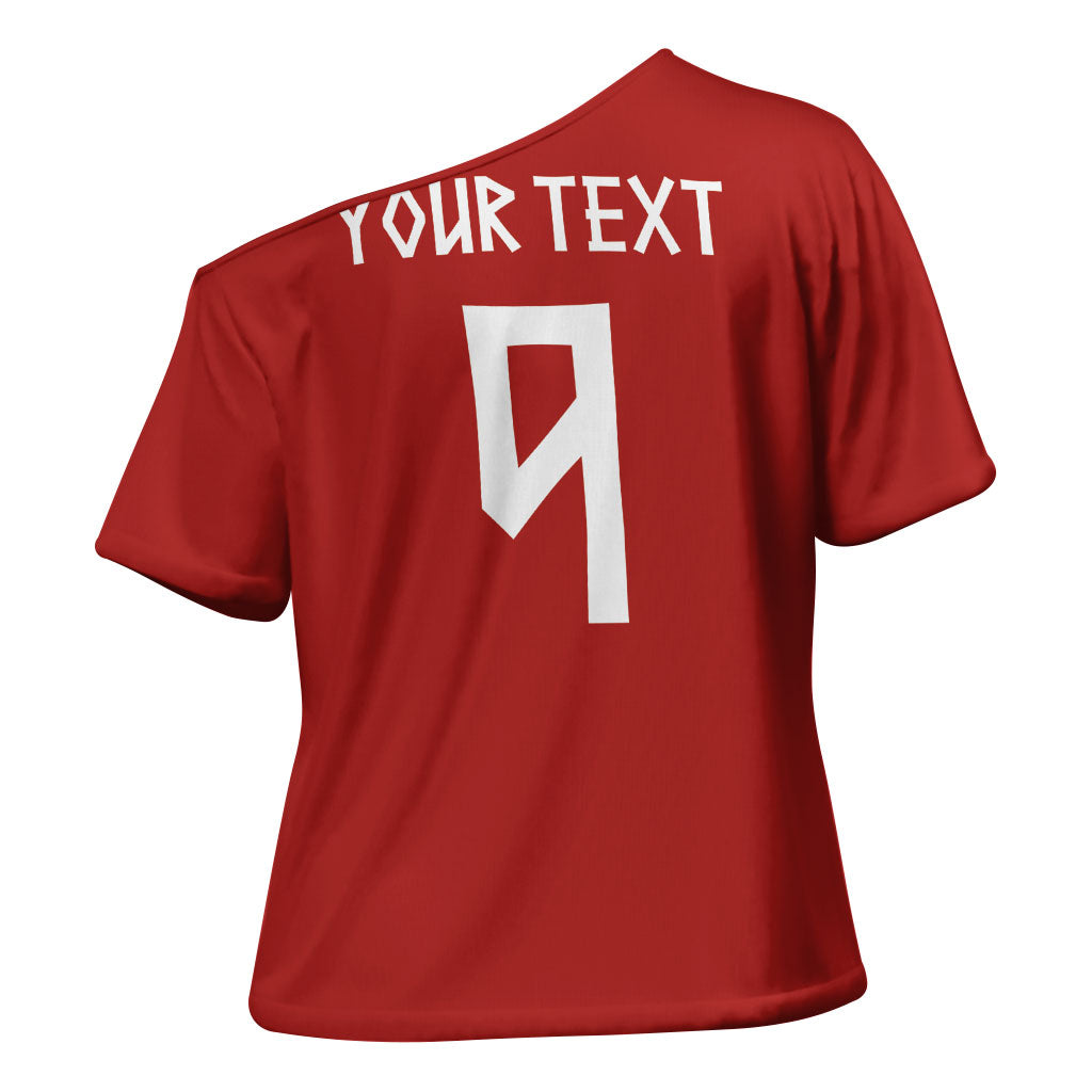 Norwegian Football Custom 2026 Cross Shoulder Shirt Norge Viking Ornament Red Color