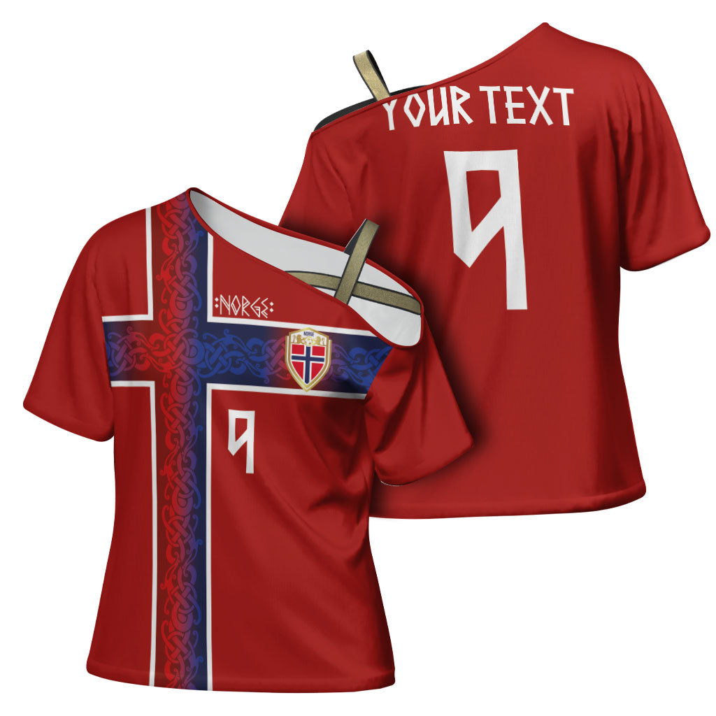 Norwegian Football Custom 2026 Cross Shoulder Shirt Norge Viking Ornament Red Color