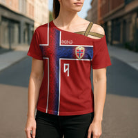 Norwegian Football Custom 2026 Cross Shoulder Shirt Norge Viking Ornament Red Color