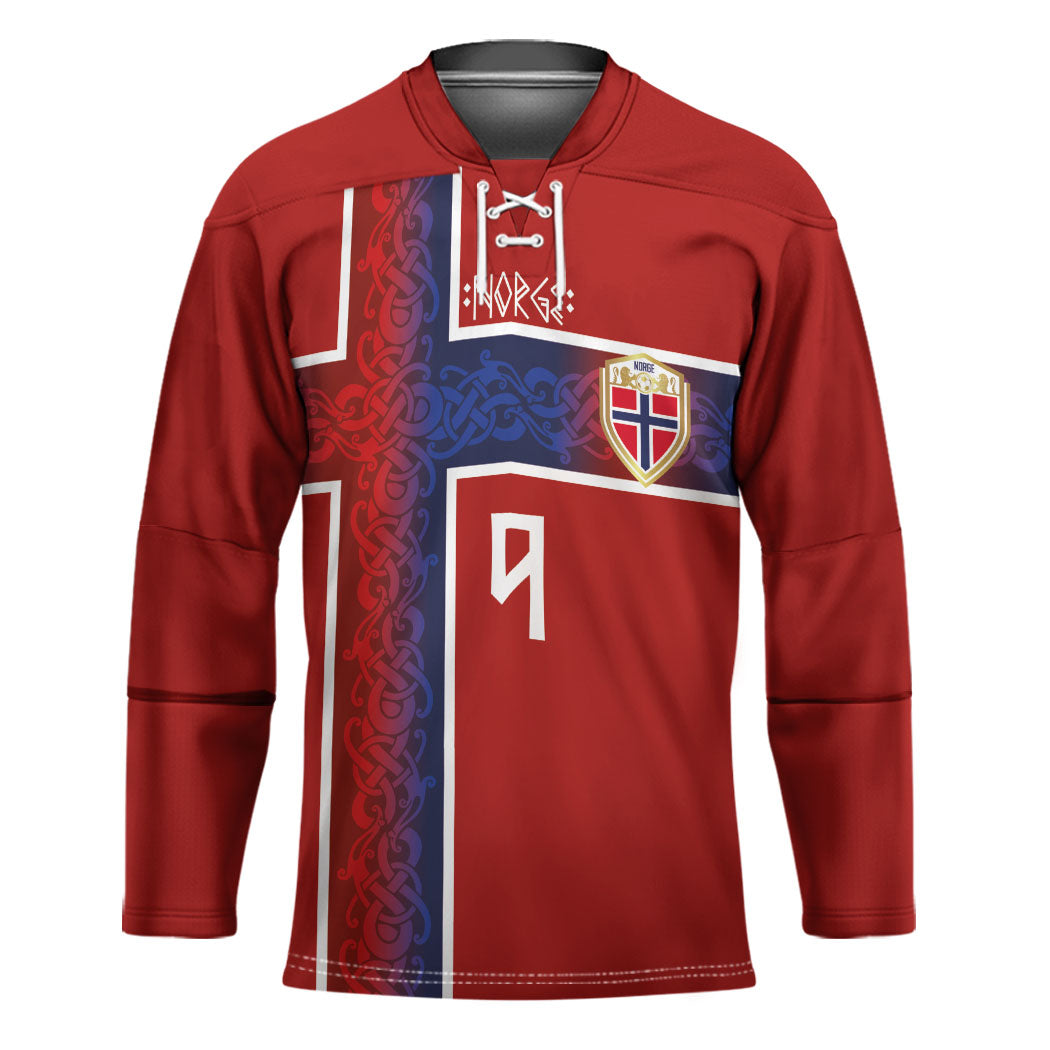 Norwegian Football Custom 2026 Hockey Jersey Norge Viking Ornament Red Color