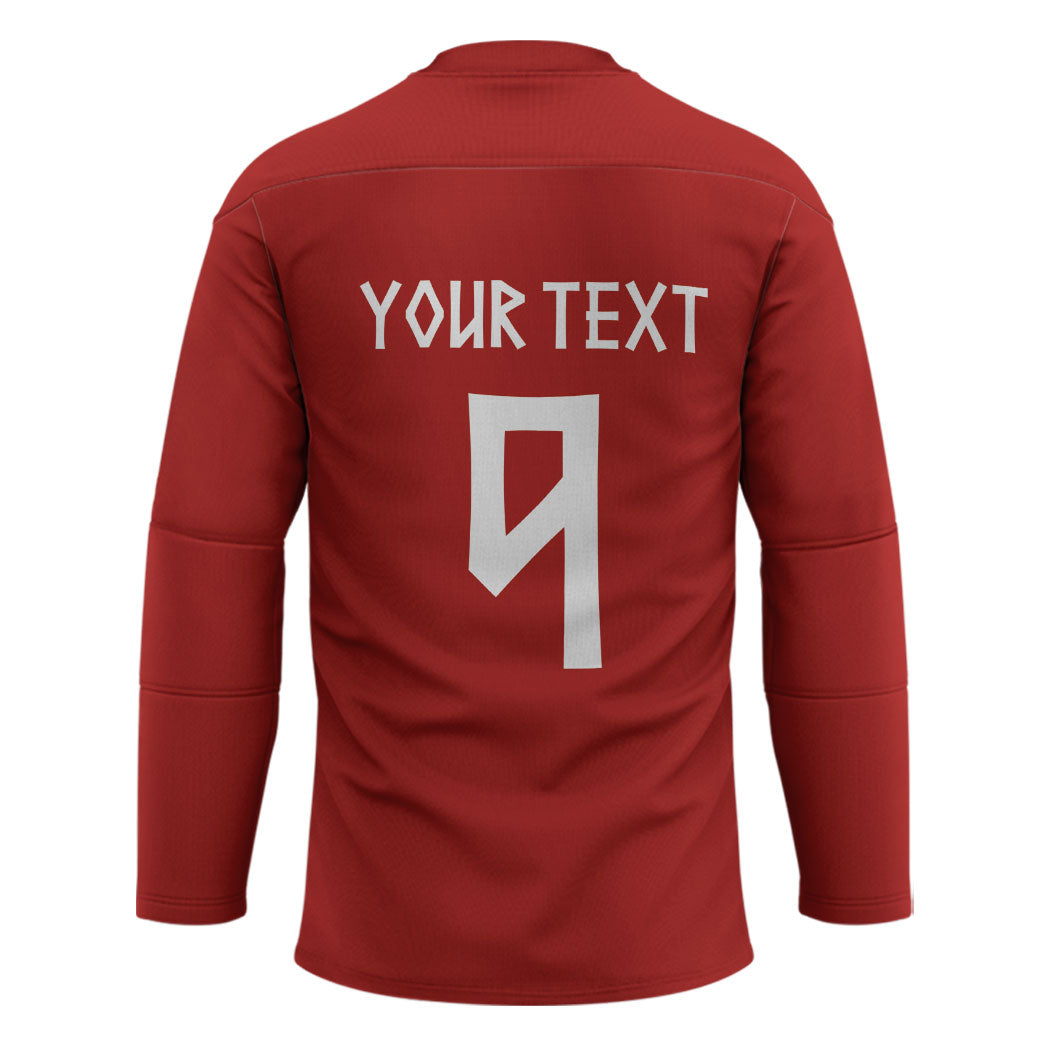 Norwegian Football Custom 2026 Hockey Jersey Norge Viking Ornament Red Color