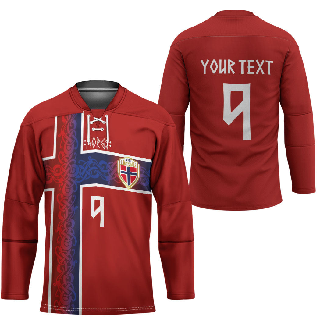 Norwegian Football Custom 2026 Hockey Jersey Norge Viking Ornament Red Color