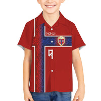 Norwegian Football Custom 2026 Kid Hawaiian Shirt Norge Viking Ornament Red Color
