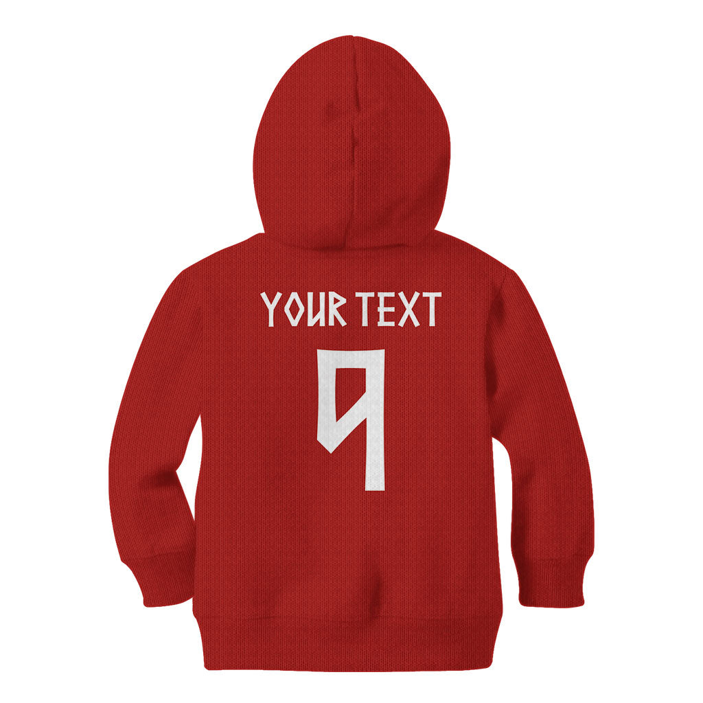 Norwegian Football Custom 2026 Kid Hoodie Norge Viking Ornament Red Color