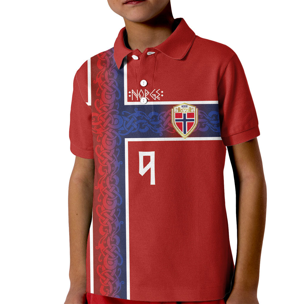 Norwegian Football Custom 2026 Kid Polo Shirt Norge Viking Ornament Red Color