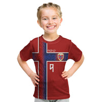 Norwegian Football Custom 2026 Kid T Shirt Norge Viking Ornament Red Color