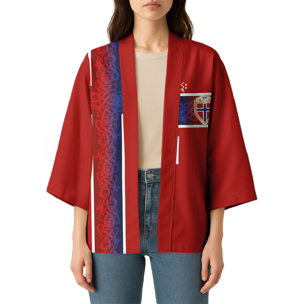 Norwegian Football Custom 2026 Kimono Norge Viking Ornament Red Color