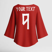 Norwegian Football Custom 2026 Kimono Sleeve Blouse Norge Viking Ornament Red Color