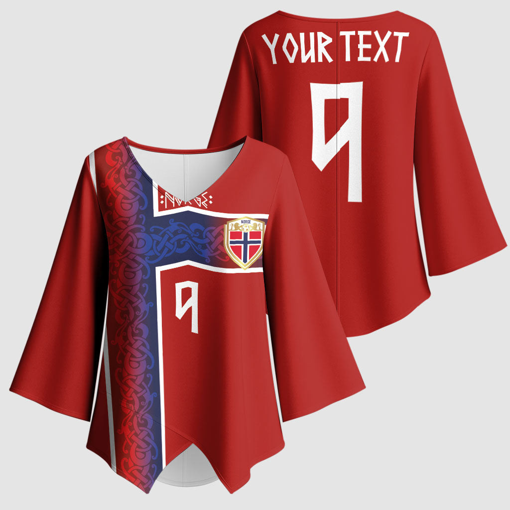 Norwegian Football Custom 2026 Kimono Sleeve Blouse Norge Viking Ornament Red Color