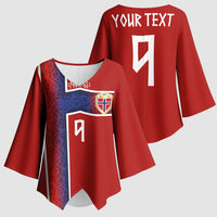 Norwegian Football Custom 2026 Kimono Sleeve Blouse Norge Viking Ornament Red Color